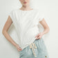 Off White Pleated Drop Shoulder Top - Purpose + Passion Boutique