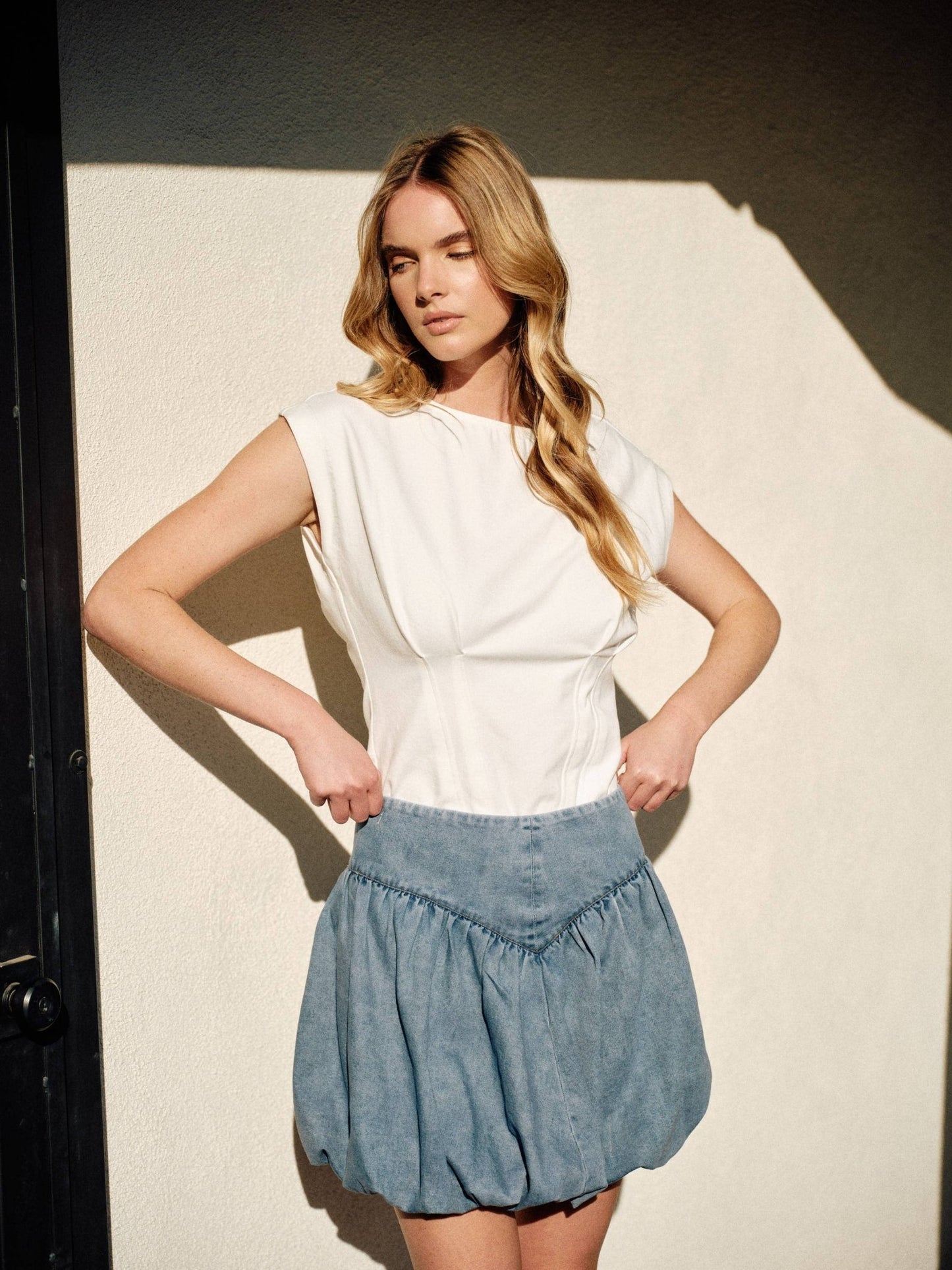 Off White Pleated Drop Shoulder Top - Purpose + Passion Boutique
