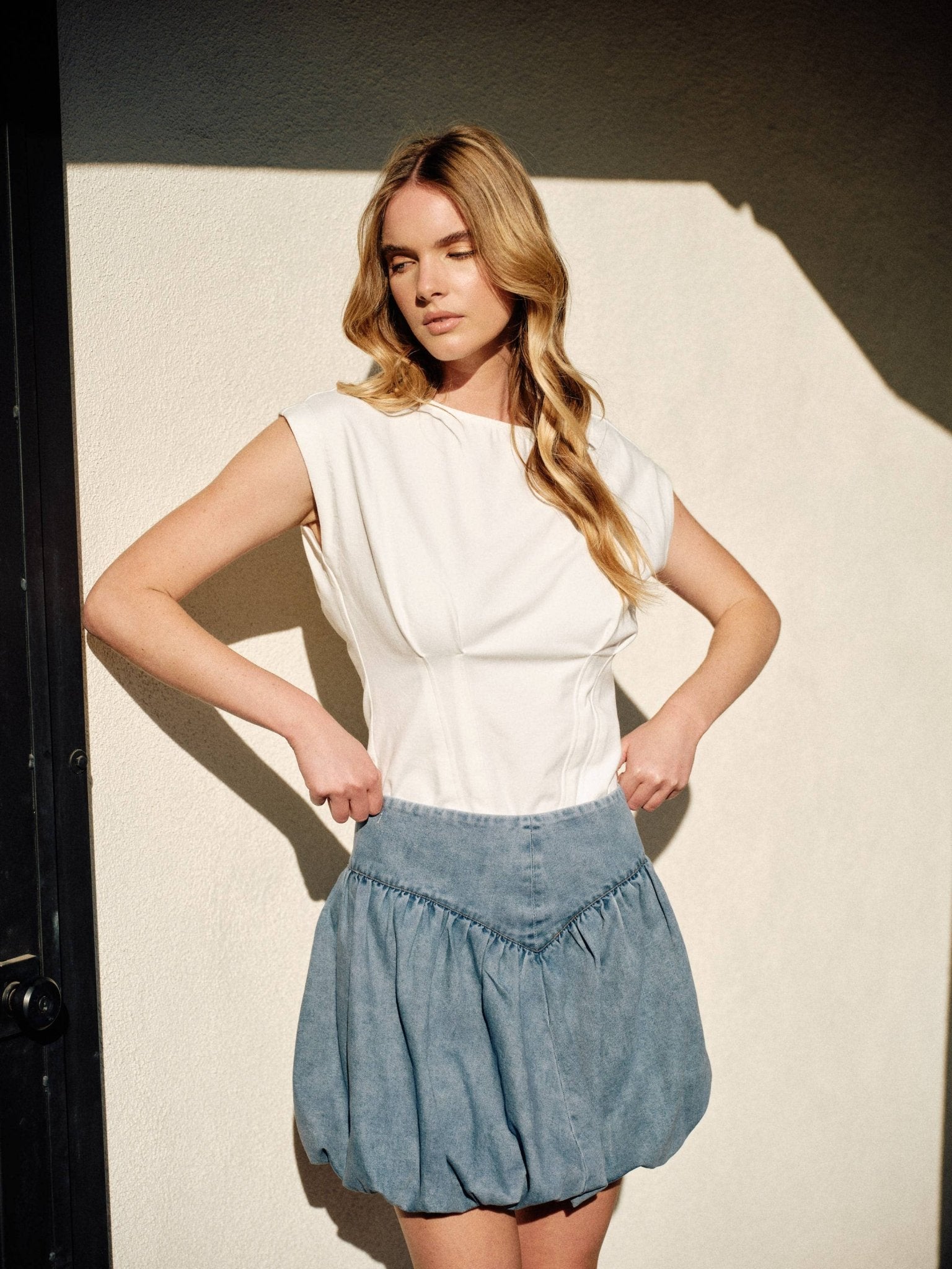 Off White Pleated Drop Shoulder Top - Purpose + Passion Boutique
