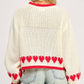 Off White / Red Heart Cuffs Drop Shoulder Sweater - Purpose + Passion Boutique