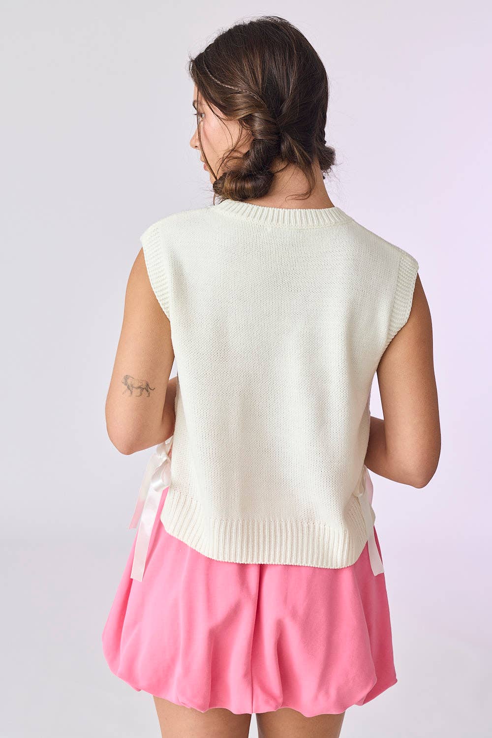 Off White Side Tie Sweater Vest - Purpose + Passion Boutique