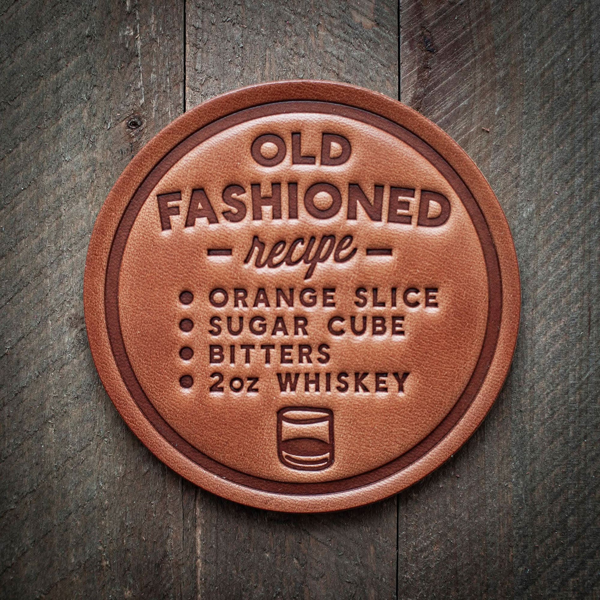 Old Fashioned Recipe Leather Coaster - Purpose + Passion Boutique