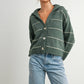 Olive Button - Up Striped Collared Long Sleeve Top - Purpose + Passion Boutique