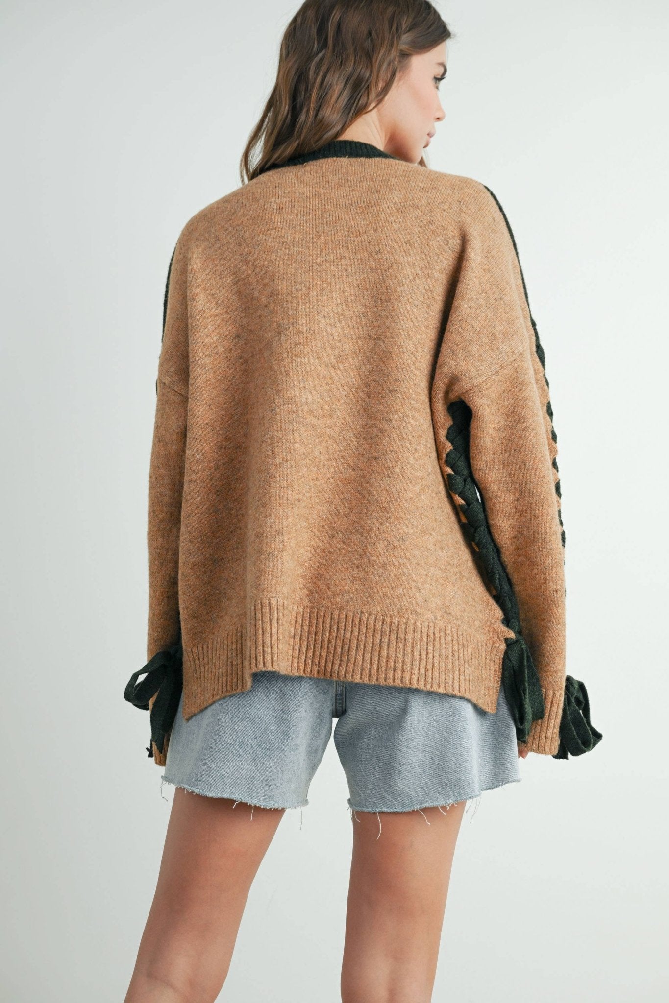 Olive Crew Neck Long Sleeve Pullover Sweater - Purpose + Passion Boutique
