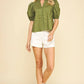 Olive Floral Puff Sleeve Blouse - Purpose + Passion Boutique