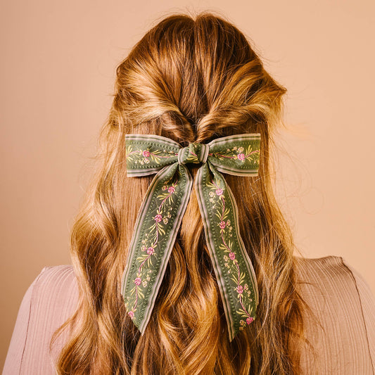 Olive Green Cottage Crush Hair Bow - Purpose + Passion Boutique