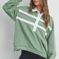 Olive + Ivory Collared Pullover Sweatshirt - Purpose + Passion Boutique