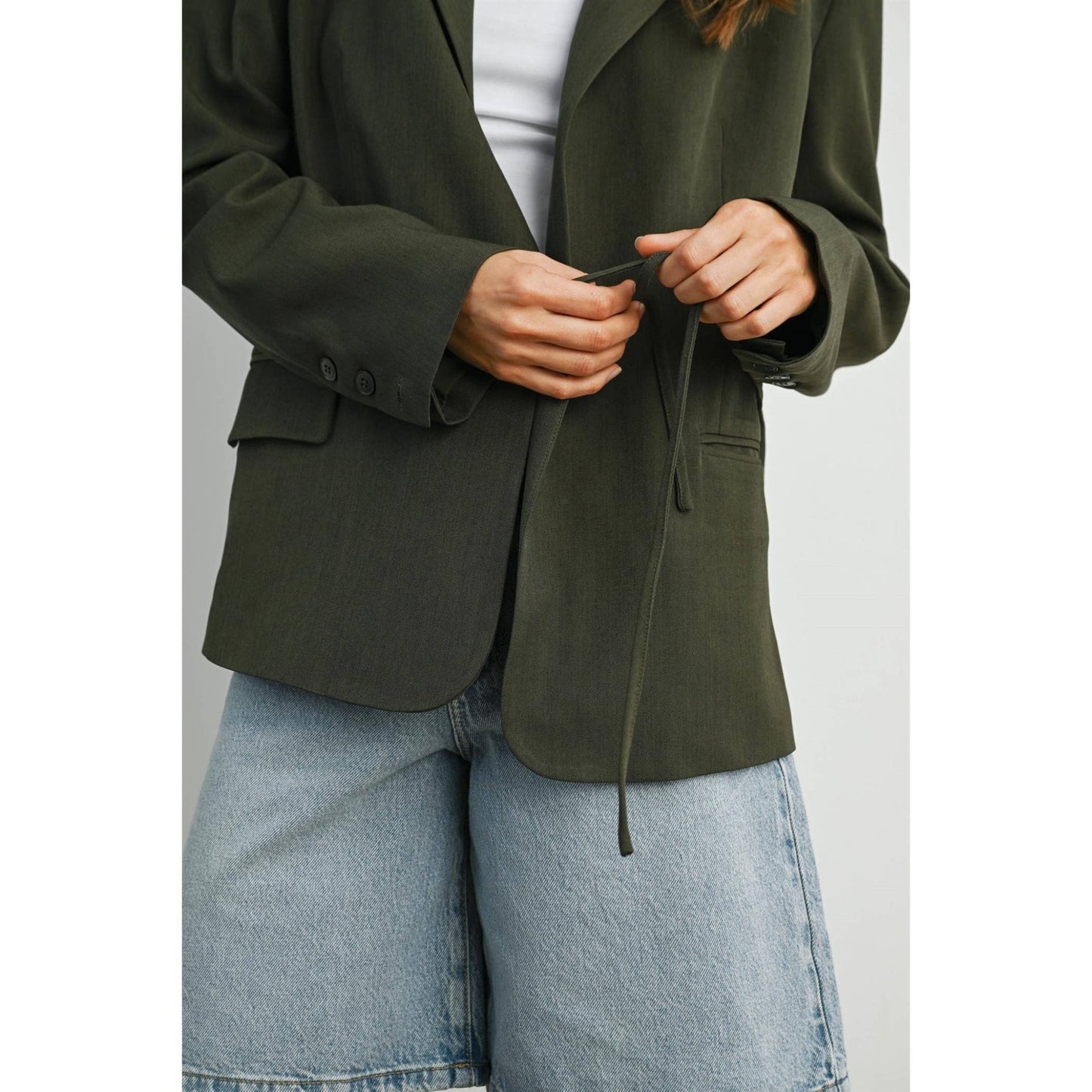 Olive Lapel Collared Long Sleeve Blazer - Purpose + Passion Boutique
