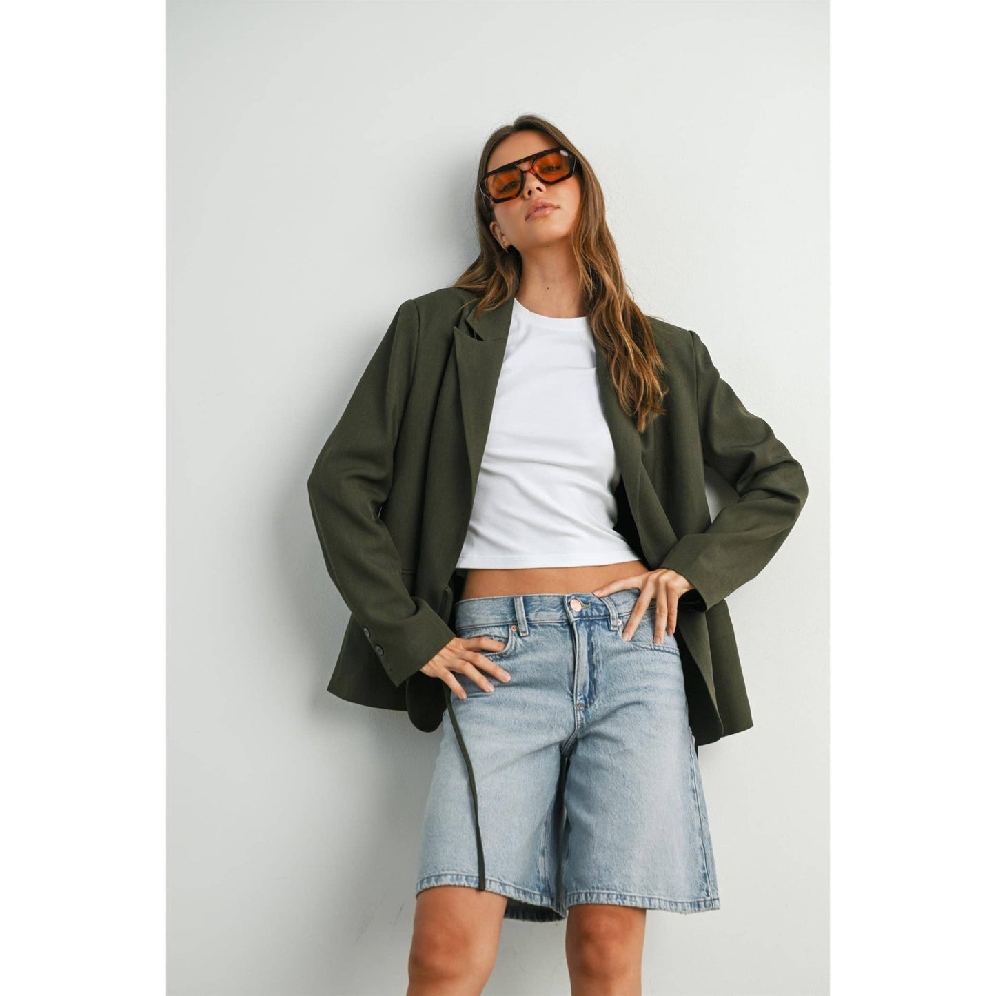 Olive Lapel Collared Long Sleeve Blazer - Purpose + Passion Boutique
