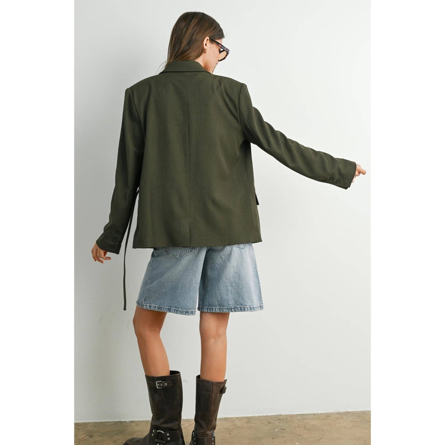 Olive Lapel Collared Long Sleeve Blazer - Purpose + Passion Boutique