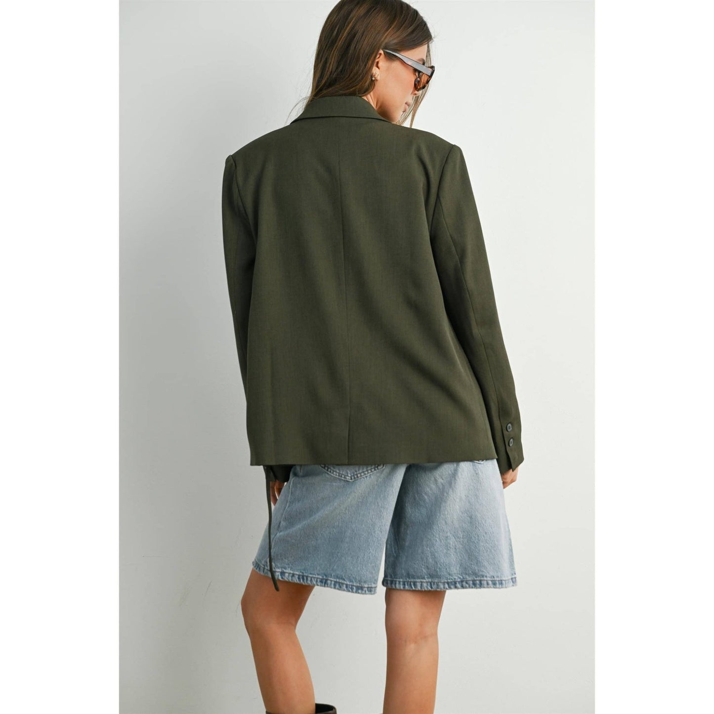 Olive Lapel Collared Long Sleeve Blazer - Purpose + Passion Boutique