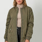 Olive Quilted Long Bomber Jacket - Purpose + Passion Boutique