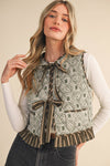 Olive Quilted Ruffle Trim Vest - Purpose + Passion Boutique