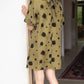 Olive Ruffled Neckline with Self Tie Floral Dress - Purpose + Passion Boutique