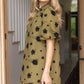 Olive Ruffled Neckline with Self Tie Floral Dress - Purpose + Passion Boutique
