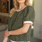 Olive Zigzag Fuzzy Textured with Striped Elastic Banded Top - Purpose + Passion Boutique