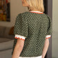 Olive Zigzag Fuzzy Textured with Striped Elastic Banded Top - Purpose + Passion Boutique
