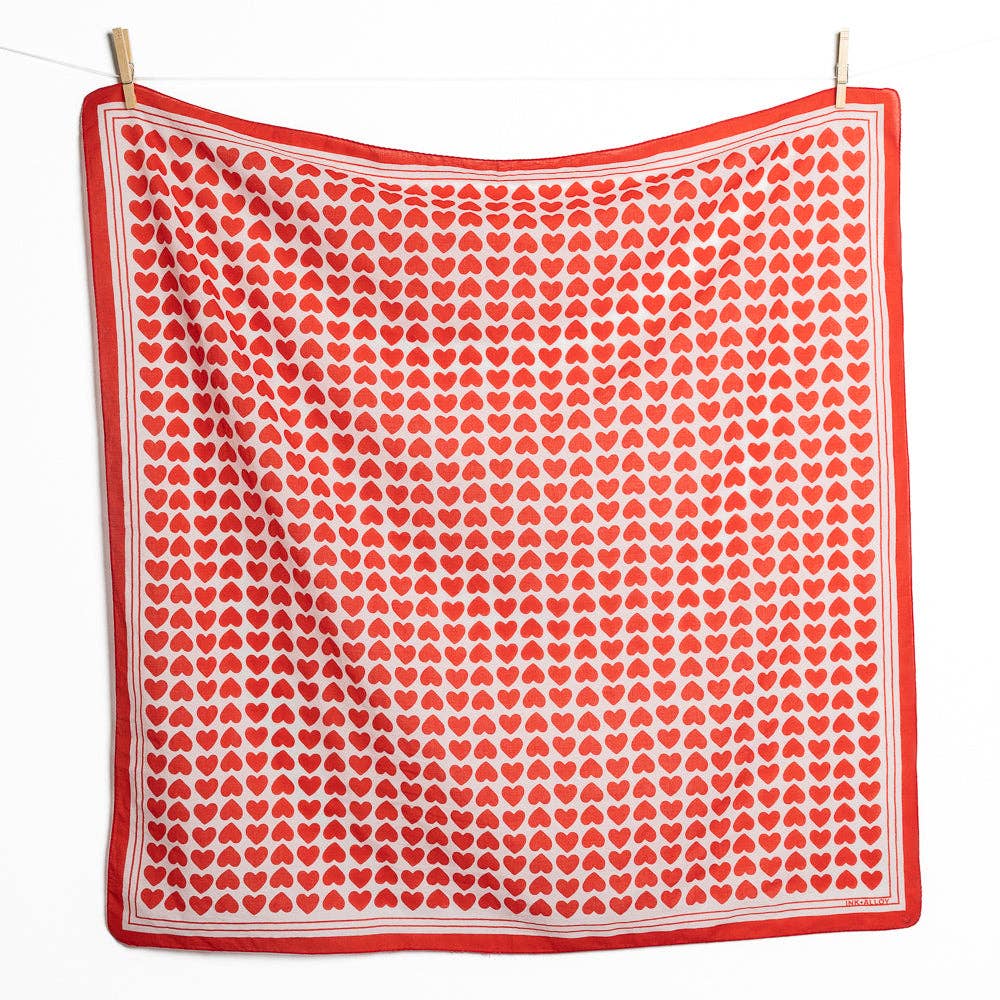 Olivia Square Heart Print Scarf - Purpose + Passion Boutique