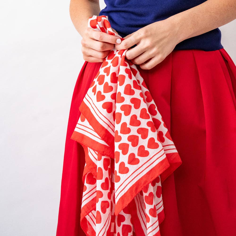 Olivia Square Heart Print Scarf - Purpose + Passion Boutique