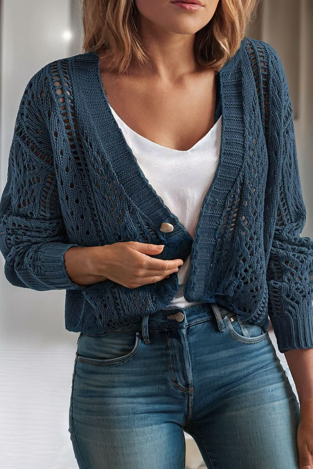 Open Knit Drop Shoulder Cardigan - Purpose + Passion Boutique