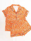 Orange Floral Pattern Pajamas - Purpose + Passion Boutique