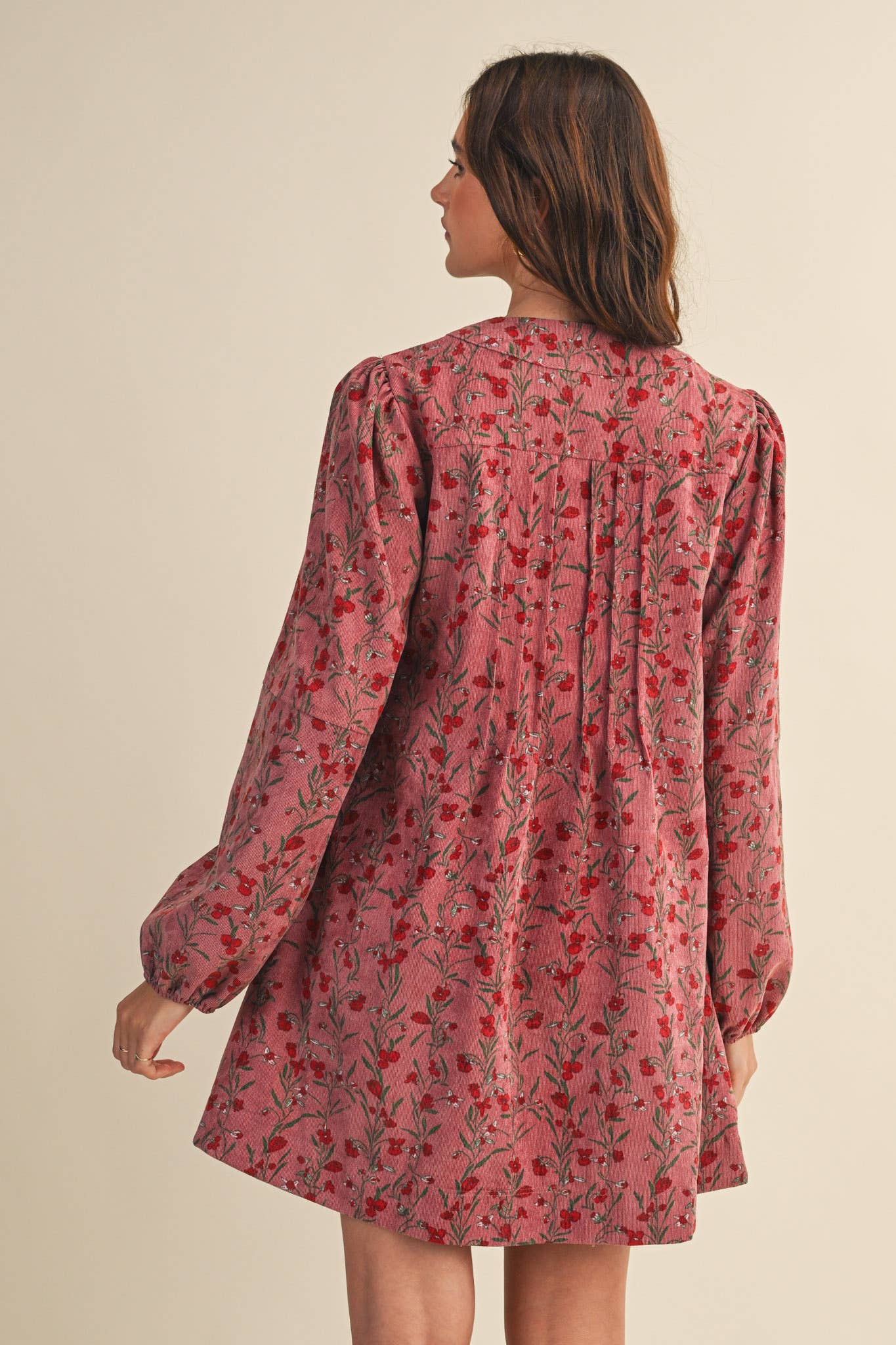 Orchid Floral Corduroy Mini Dress - Purpose + Passion Boutique