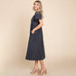 Orion Blue Double Gauze Square Neck Cotton Midi Dress - Purpose + Passion Boutique