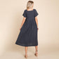 Orion Blue Double Gauze Square Neck Cotton Midi Dress - Purpose + Passion Boutique