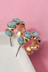 Oval Natural Stone Turquoise Hoop Earrings - Purpose + Passion Boutique