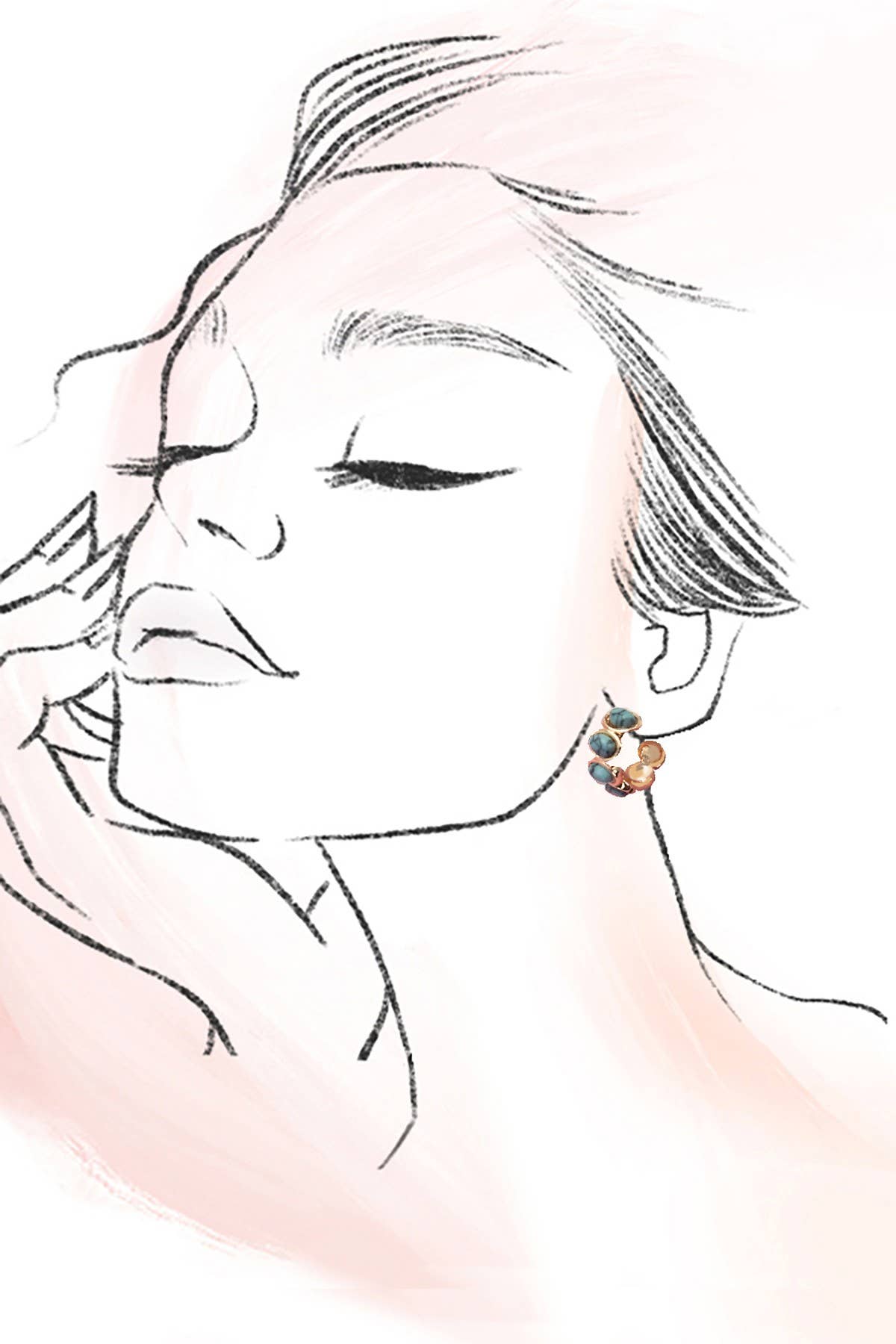 Oval Natural Stone Turquoise Hoop Earrings - Purpose + Passion Boutique