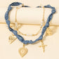 Paisley Denim And Assorted Charms Chain Layered Necklace - Purpose + Passion Boutique