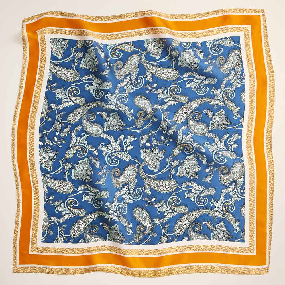 Paisley Floral Printed Square Silky Satin Scarf - Purpose + Passion Boutique