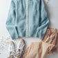 Pastel Blue Lace Trim Wool Blend Cardigan - Purpose + Passion Boutique