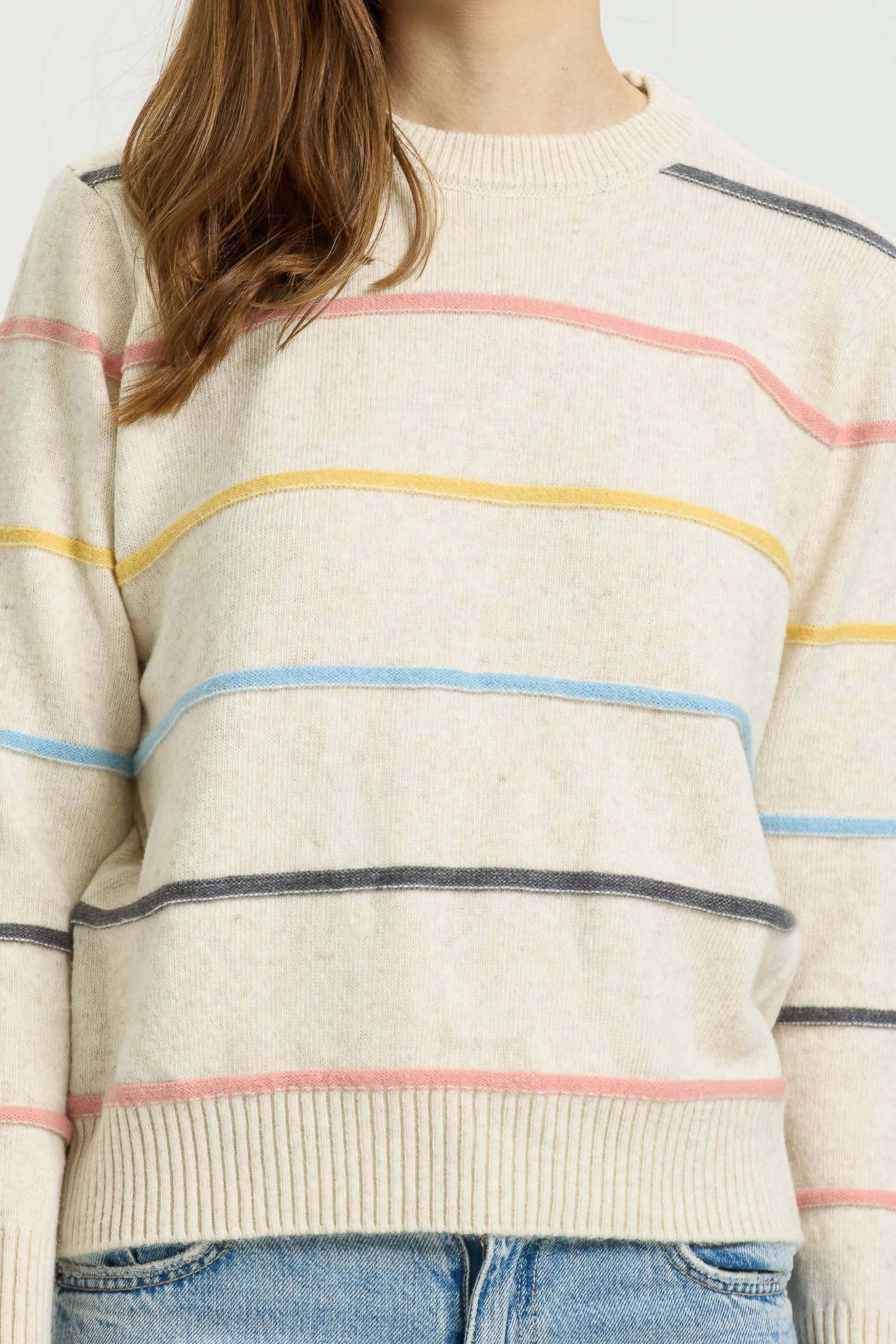 Pastel Striped Crewneck Sweater - Purpose + Passion Boutique