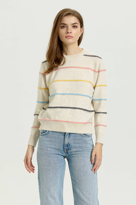 Pastel Striped Crewneck Sweater - Purpose + Passion Boutique