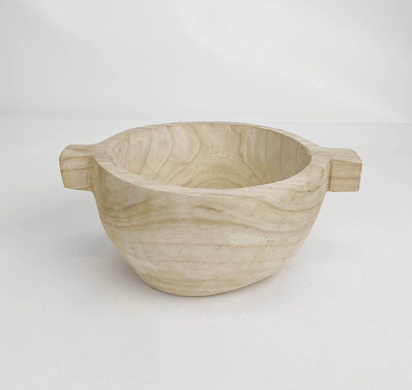 Paulownia Wood Round Bowl with Wood Handles - Purpose + Passion Boutique