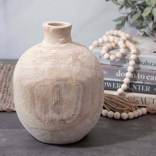 Paulownia Wood Round Vase - Purpose + Passion Boutique