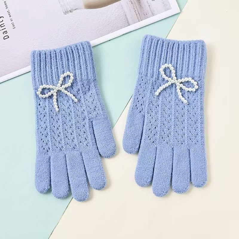 Pearl Bow Knit Gloves - Purpose + Passion Boutique