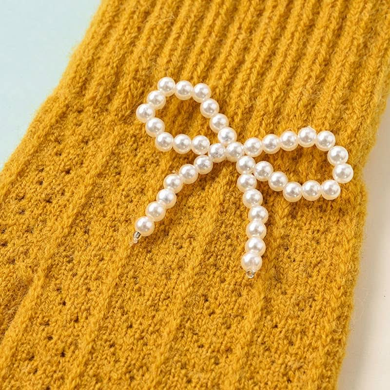 Pearl Bow Knit Gloves - Purpose + Passion Boutique