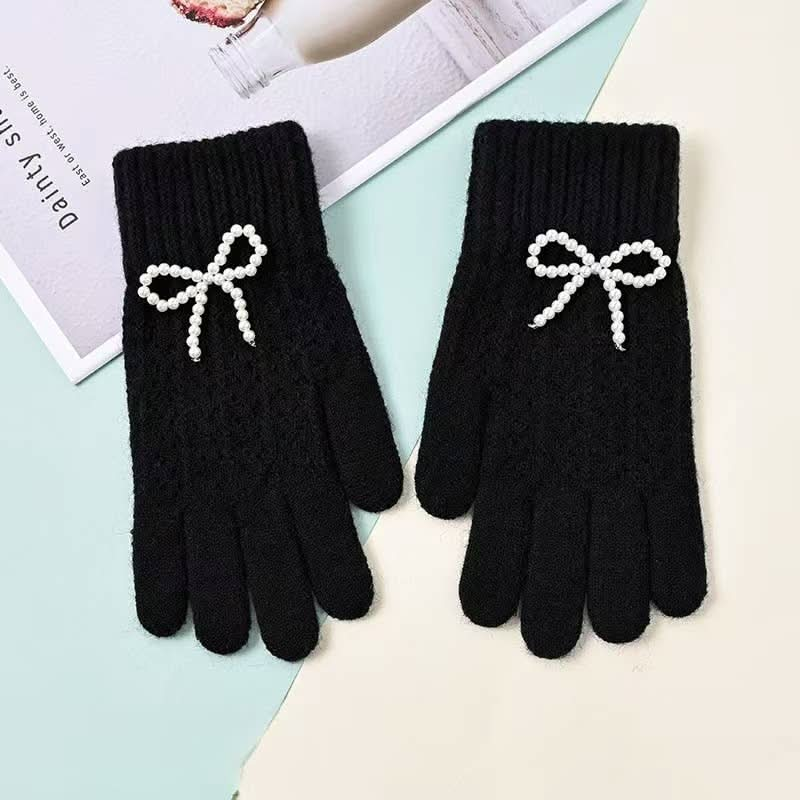 Pearl Bow Knit Gloves - Purpose + Passion Boutique