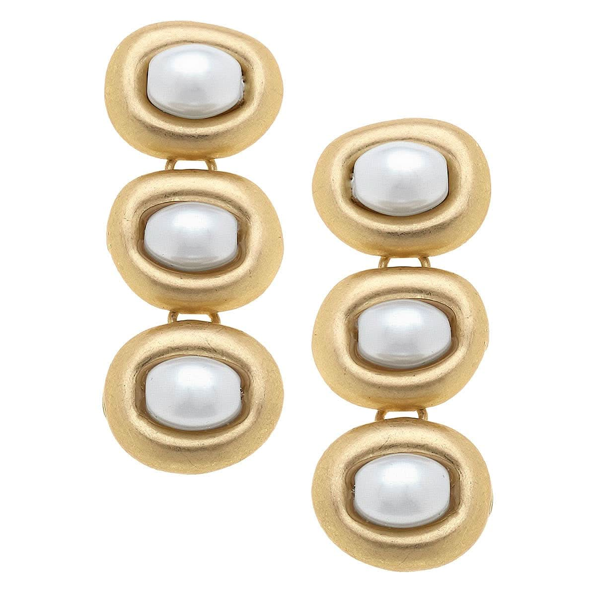 Pearl Earrings in Worn Gold + Ivory - Purpose + Passion Boutique