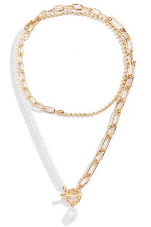 Pearl Mix Double Layer Toggle Necklace - Purpose + Passion Boutique