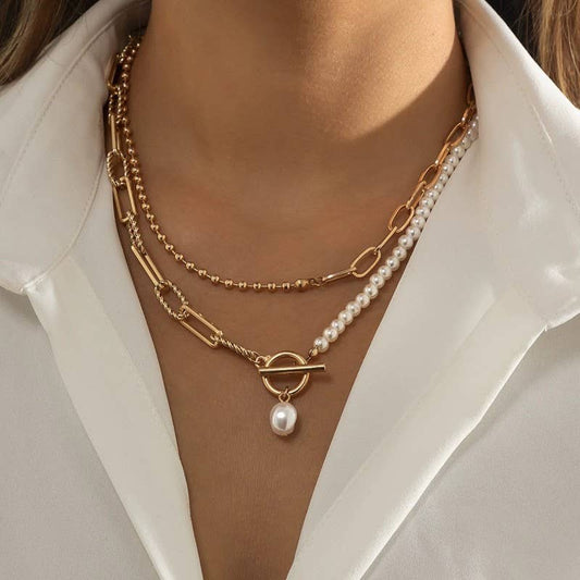 Pearl Mix Double Layer Toggle Necklace - Purpose + Passion Boutique