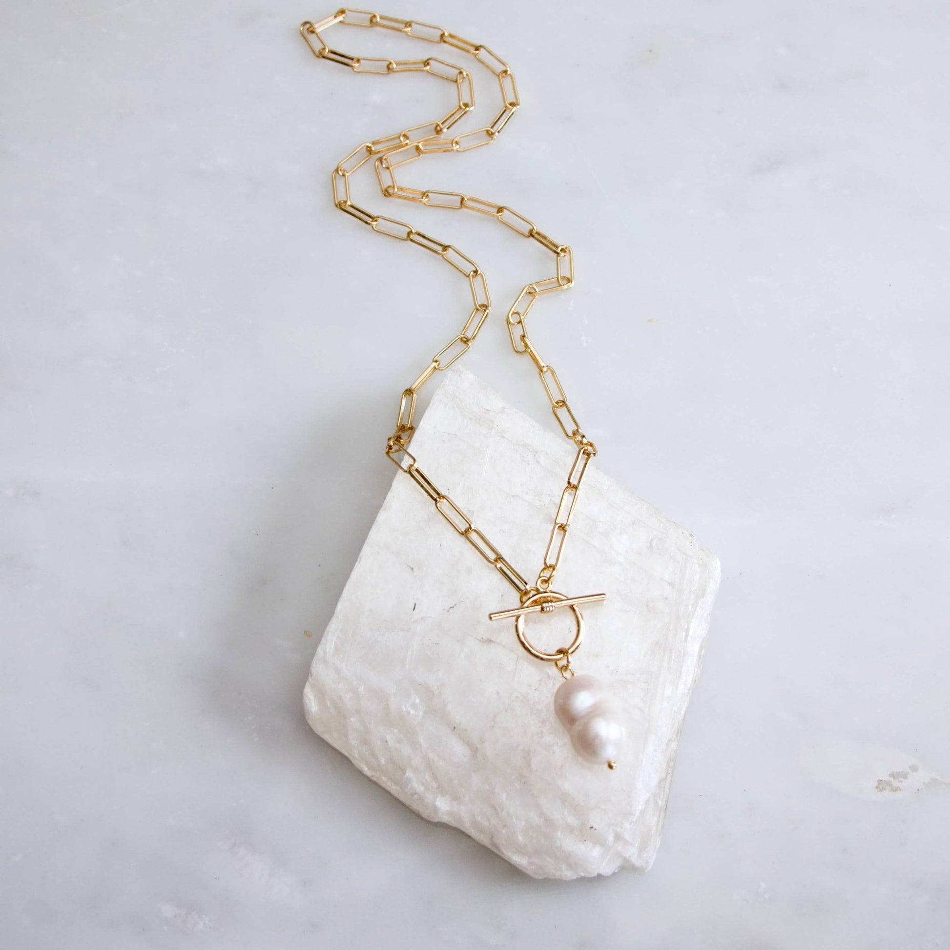 Pearl Paperclip Toggle Necklace - Purpose + Passion Boutique