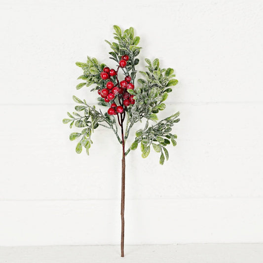 Pick - Icy Sparkle Boxwood with Red Berry - 14in - Purpose + Passion Boutique
