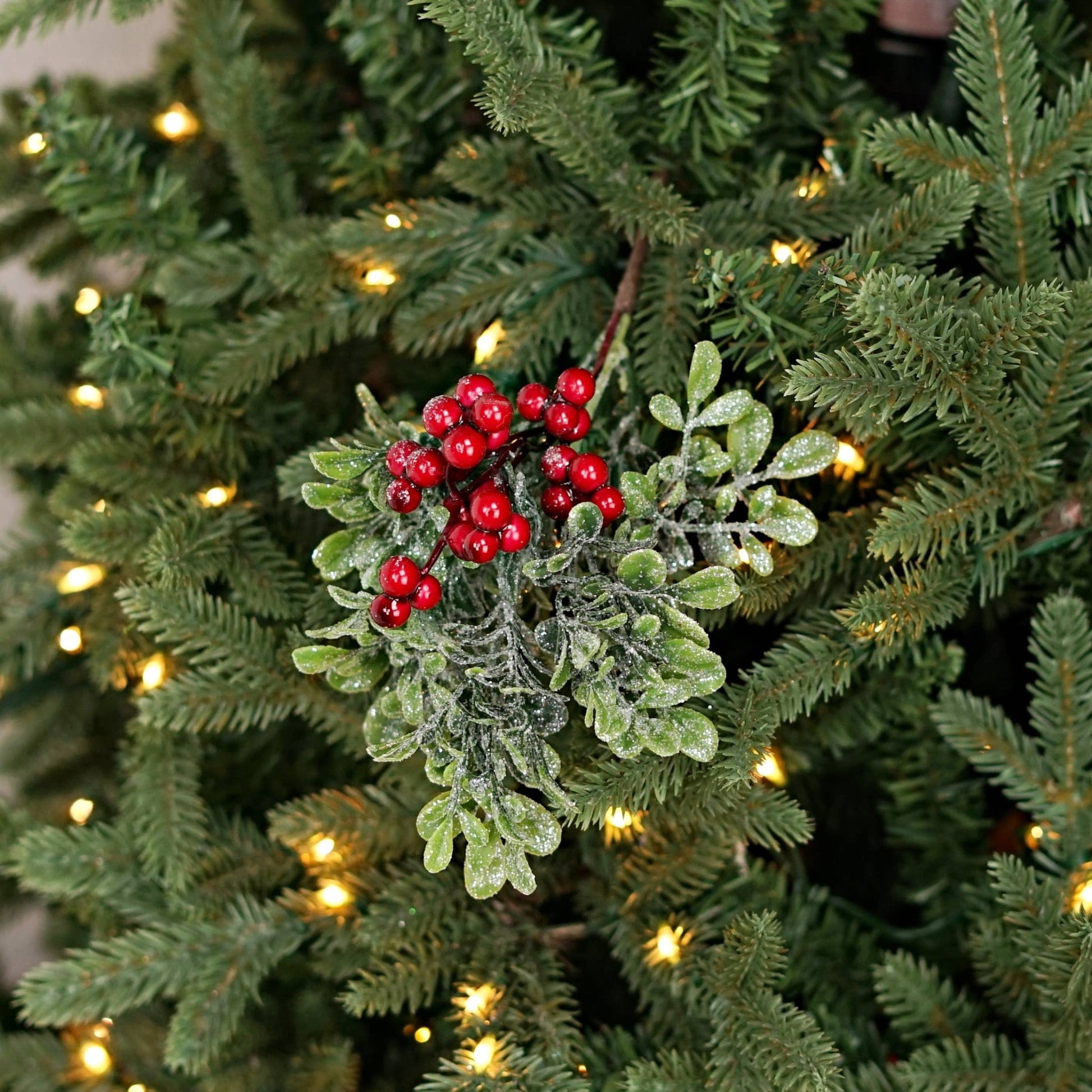 Pick - Icy Sparkle Boxwood with Red Berry - 14in - Purpose + Passion Boutique