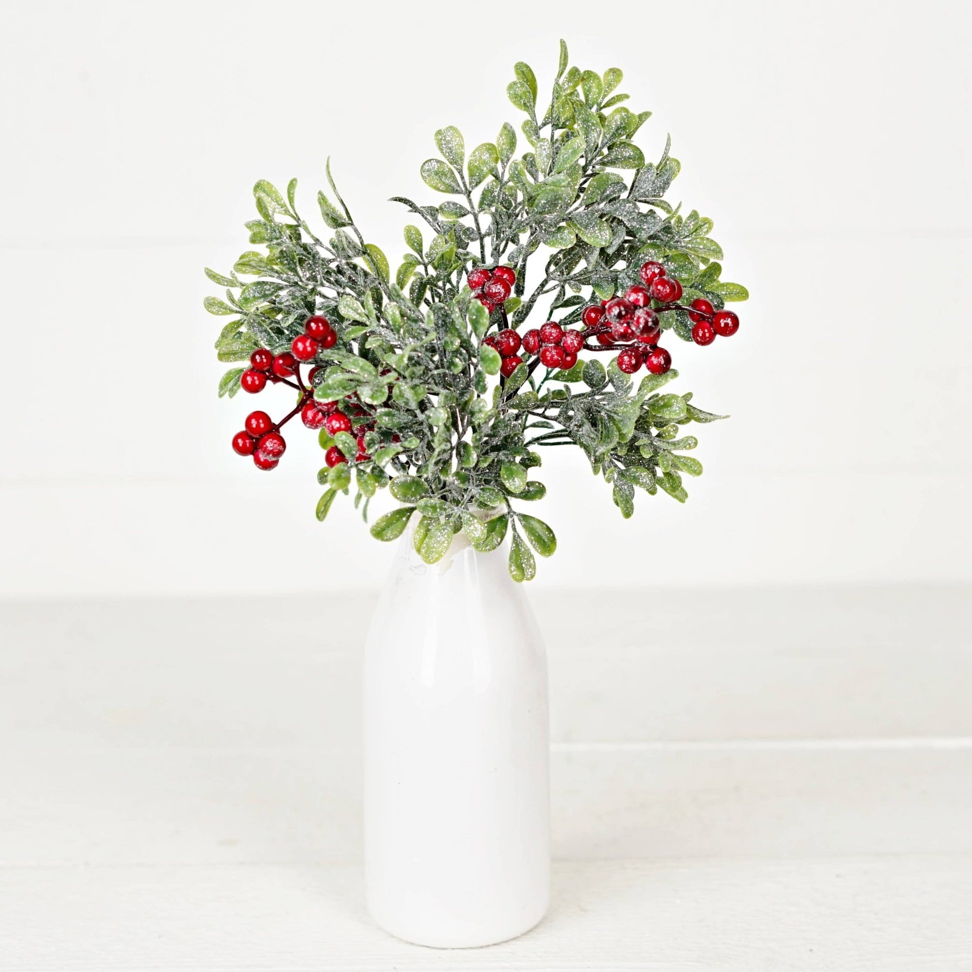 Pick - Icy Sparkle Boxwood with Red Berry - 14in - Purpose + Passion Boutique