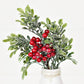 Pick - Icy Sparkle Boxwood with Red Berry - 14in - Purpose + Passion Boutique