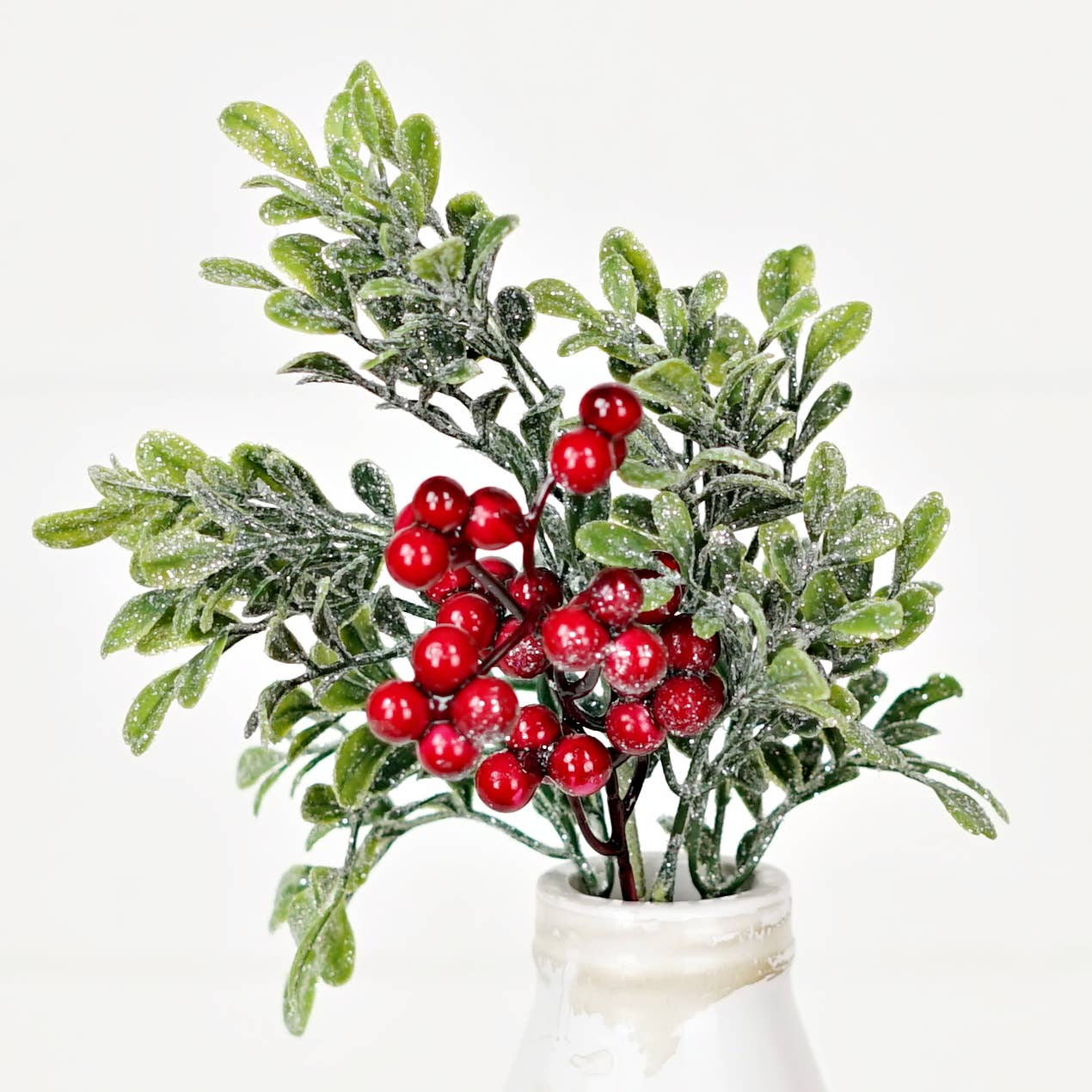 Pick - Icy Sparkle Boxwood with Red Berry - 14in - Purpose + Passion Boutique