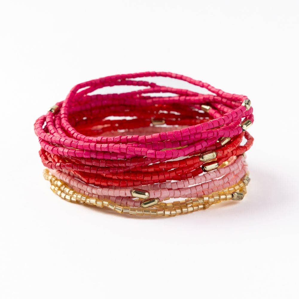 Pink 18 Strand Luxe Beaded Bracelet Set - Purpose + Passion Boutique